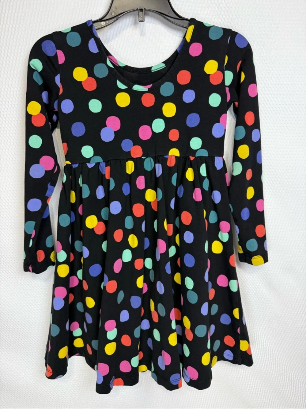 Hannah Anderson Black Polka Dotted Swing Dress Size 6-7 Pockets